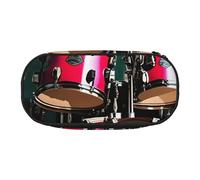 Jazz Drum Print Stylish School Students Pencil Bag Reusable Pens Makeup Toiletry Case Easy Access