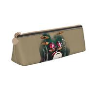 Jazz Drum Print Triangular Pencil Case Large-Capacity Stationery Organizer Commute Supplies Pouch