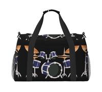 Jazz Drum Print Weekender Bag,Gym Bag with,Carry On Luggage Overnight Weekend Bag, Holdall Handbag & Shoulder Bag for Travel Fitness