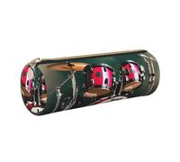 Jazz Drum Print Women Men Pencil Case Cylindrical Lightweight Pen Pouch Office Stationery Organizer