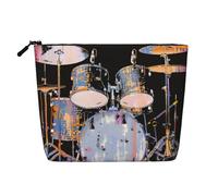 Jazz Drum Printed Make up Bag Linen Toiletry Bag Personalized Travel Makeup Cosmetic Bag for Women Mom