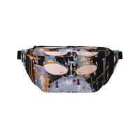 Jazz Drum Printed Waist Bag Adjustable Bum Bag Lightweight Travel Waist Fanny Pack Belt for Walking Cycling Hiking Travel