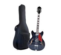 Jazz Electric Guitar With A Semi Hollow Body Trapezoidal Tailpiece Bridge And Bag(Black)