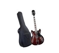 Jazz Electric Guitar With A Semi Hollow Body Trapezoidal Tailpiece Bridge And Bag(Brown)