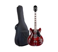Jazz Electric Guitar With A Semi Hollow Body Trapezoidal Tailpiece Bridge And Bag(Red)