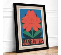 Jazz Flowers Botanical Framed Wall Art Print A4 Black