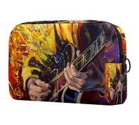 Jazz Guitar Player Cosmetic Bag for Women, Travel Toiletries Bags Large Makeup Handy Pouch Organiser Bag with Zipper