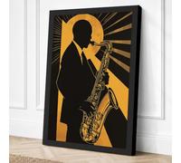 Jazz in Motion Retro Canvas Wall Art Print 18x12 Inch (46 x 30 cm)