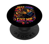 Jazz Is Cool Like Me Trumpet Player Vibrant Pop Art PopSockets Adhesive PopGrip