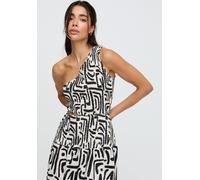 Jazz Jersey One Shoulder Warhol Print Midi Dress In Black Raffya Multi 14