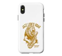 Jazz Lion's Roar Vintage Lion Playing Saxophone Session Case for iPhone X/XS