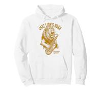 Jazz Lion's Roar Vintage Lion Playing Saxophone Session Pullover Hoodie