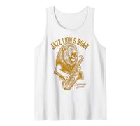 Jazz Lion's Roar Vintage Lion Playing Saxophone Session Tank Top