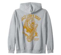 Jazz Lion's Roar Vintage Lion Playing Saxophone Session Zip Hoodie