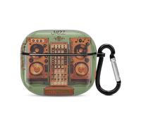 Jazz Music Equipment with Vintage Background Bluetooth Earbuds Case Cover Full Body Shockproof Protection Hard Case Support Wireless Charging with Keychain Personalized Gift for AirPods 3