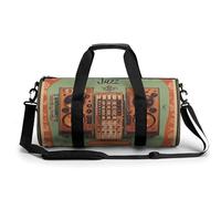 Jazz Music Equipment with Vintage Background Gym Bag for Men Women Water Resistant Duffle Bag Travel Lightweight Bag for Travel Sports, white, 17.7in/9in/9in