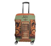 Jazz Music Equipment with Vintage Background Luggage Cover for Travel, Washable Suitcase Protector for Home, Anti Scratch Luggage Covers with Zippers on Both Sides, Stretchable Outdoor Accessories