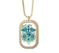 Jazz Music Instruments Pattern Necklace Pendant Diamond Crystal Golden Jewelry