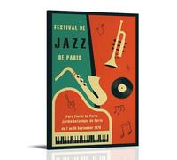 Jazz Music Poster Vintage Poster Canvas Wall Art Decor Painting for Home Living Room Bedroom 20x30inch(50x75cm) Frame-style