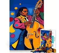 Jazz Musician with Double Bass Jigsaw Puzzle1000 Pieces Brain Think Stress Relief Play Fun Challenge Art Display (38x26cm)