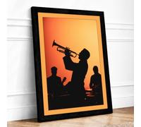 Jazz Musicians in Silhouette Framed Wall Art Print A3 Black