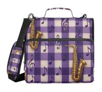 Jazz-Night Bourbon Street Plaid 3 Rings Zipper Binder With Handle Easy To Carry Portable Home Travel Safe Storage Bag For School