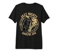 Jazz Nights Soulful Sax Vintage Black Panther Saxophonist Premium T-Shirt