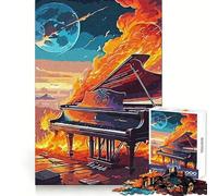 Jazz Piano Fire 1000 Pieces Jigsaws Adults Puzzles Gifts Mind Workout Stress Less Home Activity Home Accent (38x52cm)