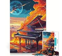 Jazz Piano Fire 1000 Pieces Jigsaws Adults Puzzles Gifts Mind Workout Stress Less Home Activity Home Accent (38x52cm)