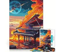 Jazz Piano Fire Jigsaw 1000 Pieces for Adults FreeTime Game Accurate Cut Fun Challenge Game Night (50x75cm)