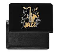 Jazz Saxophone Music Notes Trendy Passport Holder Credit Card Cover Travel Essentials Wallet