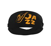 Jazz Saxophone Music Sports Sweatbands for Men & Women, Non-Slip Elastic Wristbands & Headbands for Basketball, Tennis, Workout, Gym, Yoga, Absorbent & Breathable (Black)