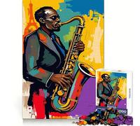Jazz Saxophone Player 1000 Pieces Puzzles for Teenagers Serene Game Smooth Joint Pattern Build (38x52cm)