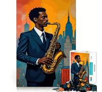 Jazz Saxophone Player for Adults 1000 Piece Jigsaw Puzzle DownTime Game Indoor Play Fun Challenge Wall Accent (38x52cm)