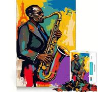 Jazz Saxophone Player Jigsaw Puzzle 1000 Piece for Teenagers Memory Build Vivid Color Playful Challenge Great Gift (50x75cm)