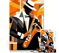 Jazz Saxophone Player Jigsaw Puzzles 1000 Pieces for Teenagers Logic Boost Snug Joint Home Fun Premium Gift (50x75cm)