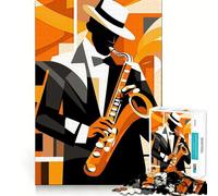 Jazz Saxophone Player Jigsaw Puzzles 1000 Pieces for Teenagers Logic Boost Snug Joint Home Fun Premium Gift (50x75cm)