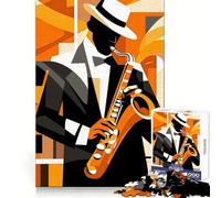 Jazz Saxophone Player Jigsaw Puzzles for Teenagers 1000 Piece Logic Train Skill Play Fun Play Evening Game (38x26cm)