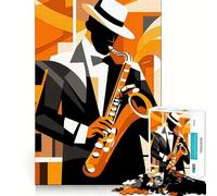 Jazz Saxophone Player Jigsaw Puzzles for Teenagers 1000 Piece Logic Train Skill Play Fun Play Evening Game (38x26cm)
