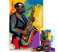 Jazz Saxophone Player Teenagers 1000 Piece Jigsaw Puzzle Stress Relief High Def Print Fun Play Room Art (38x26cm)