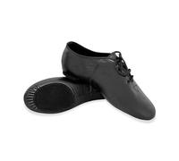 Jazz Shoes Lace Up Black Leather Split Sole Dance Shoes for Girls, Boys, Kids & Women - Modern Stage, Irish Dance, Hard Jig, Rubber Heel & Suede Sole (See Size Guide)