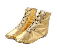 Jazz Shoes Women Slip on Lace up Flexible Lightweight Split Sole Dance Shoe, Unisex Modern Stage Jazz Ballroom Dancing Shoe Line Dancing Boots for Women Wide fit Shoes Womens Low Heel Gold 5.5