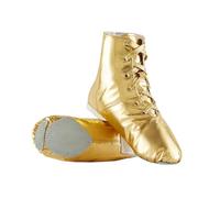 Jazz Shoes Women's PU Leather Dance Shoes Split Sole Lightweight Lacing Ballet Dance Boots for Children Training Performance Shoes Elegant Oversized Strappy Sandals, gold, 7 UK