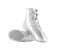 Jazz Shoes Women's PU Leather Dance Shoes Split Sole Lightweight Lacing Ballet Dance Boots for Children Training Performance Shoes Elegant Oversized Strappy Sandals, silver, 7 UK