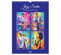 Jazz souls. Musicians in time with the colors UK-Version (Wall Calendar 2026 DIN A3 Portrait), CALVENDO 12 Month Wall Calendar