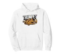 Jazz Trumpet Player Music Notes Retro Illustration Trumpeter Pullover Hoodie