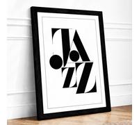 Jazz Typography Geometric Framed Wall Art Print A2 Black