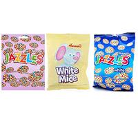 Jazzles & Chocolate White Mice Party Bundle 3 x Large 140g Bags of Hannah's Candy Sweets from Kingdom Supplies Milk & White Choc