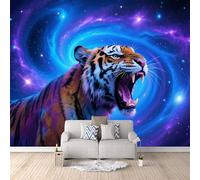 Jazzy Wallpaper 3D Fierce Tigers, 3D Wall Murals Wildlife Landscape Tv Background Wall Budget-Friendly Upgrade Realistic 3D Look Safe for Kids Room 300X256Cm