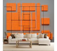 Jazzy Wallpaper Geometric, Kids Wallpaper Orange 300X256Cm Kids Room Design Creative Photomurals Modern Decorative Art Living Room Bedroom Restyling